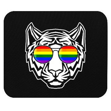 Discover Pride LGBT Tiger Rainbow Sunglasses Mouse Pads