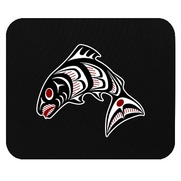 Discover Native American Red Black Haida Vector Salmon Mouse Pads