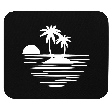 Discover Island with palms white Mouse Pads