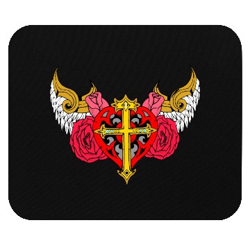 Discover heart cross angel Mouse Pads