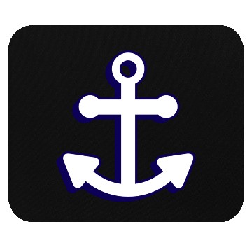 Discover Nautical boat anchor in navy blue and white 3D Mouse Pads