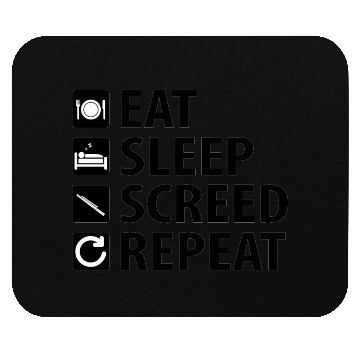 Discover Eat Sleep Screed Repeat (black text) Mouse Pads