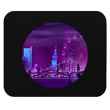 Discover Synthwave Neon City: London Mouse Pads