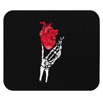Discover Skeleton hand and red heart Mouse Pads