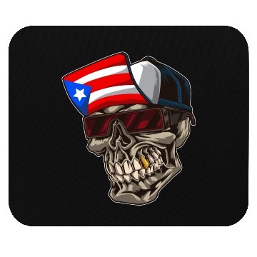 Discover Cool Puerto Rico Skull With Cap and Boricua Flag Mouse Pads