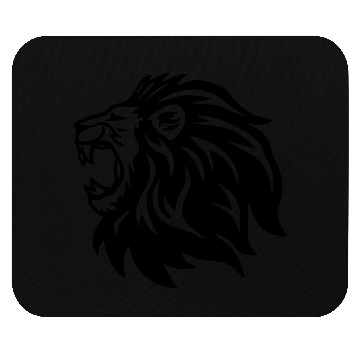 Discover roaring lion head black Mouse Pads