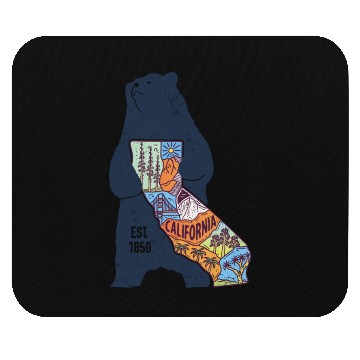 Discover Vintage California Bear EST 1850 Mouse Pads