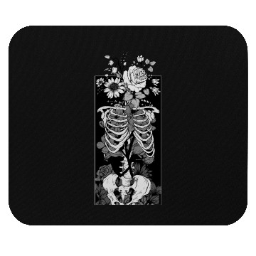 Discover Gothic flower and bones Mouse Pads