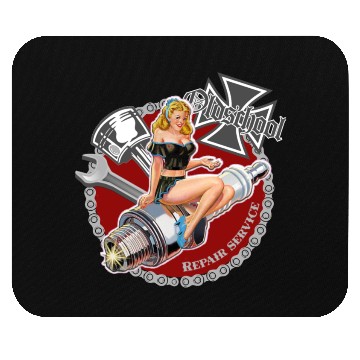 Discover Old school repair service pinup Mouse Pads
