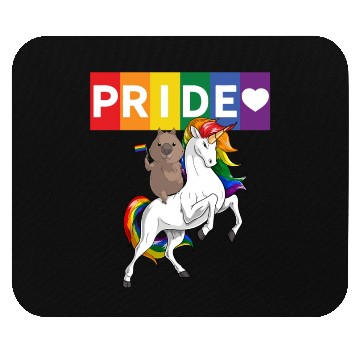 Discover LGBT Gay Pride Wombat Riding Rainbow Unicorn Mouse Pads