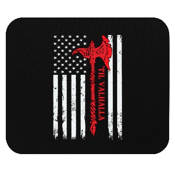 Discover American Viking Axe Flag Til Valhalla Veteran USA Mouse Pads