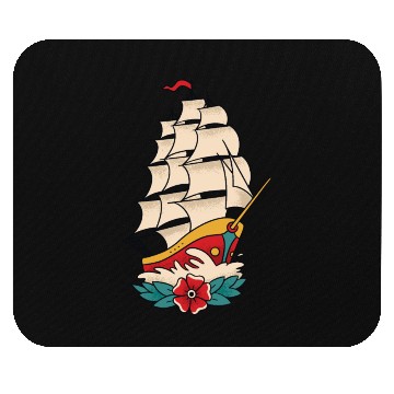 Discover Traditional Tattoo Sailing Ship Colorful Mouse Pads