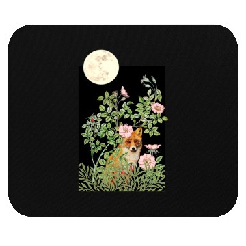 Discover Night Fox Under Wild Rose Mouse Pads