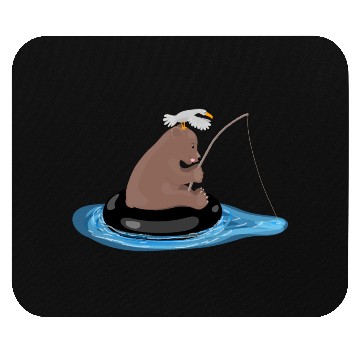 Discover Cute bear cub fishing cartoon illustration Mouse Pads