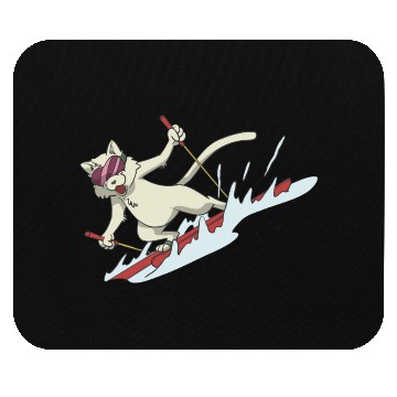 Discover Cat on skis skiing Mouse Pads
