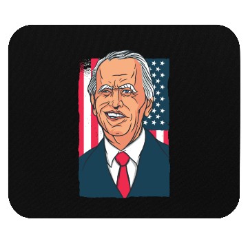 Discover Joe Biden Cartoon Laughs with US Flag Mouse Pads