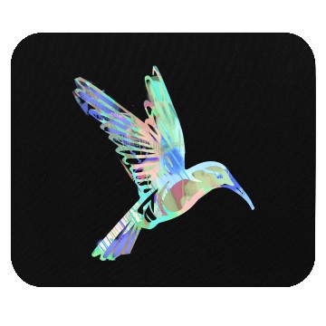 Discover hummingbird, bird, aquarell, green, pastel, flying Mouse Pads