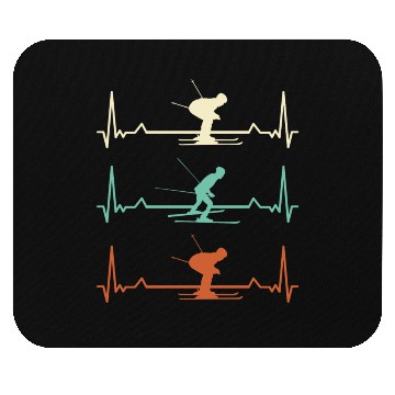 Discover skiing, skier heartbeat EKG pulse Mouse Pads
