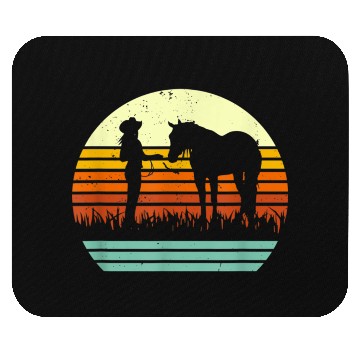 Discover Western Halter Horse Retro Sun Style Mouse Pads