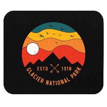 Discover Retro Glacier National Park Montana Souvenir 80s Mouse Pads