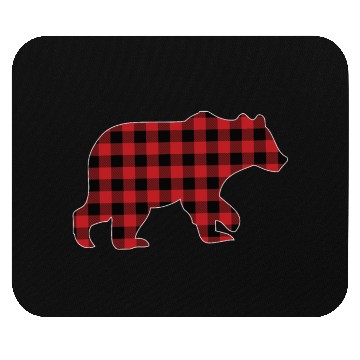 Discover Christmas Red Buffalo Plaid Check Vintage Bear Mouse Pads