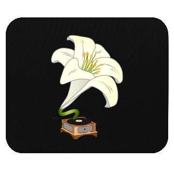 Discover nostalgic lilies flowers blossoms gramophone Mouse Pads