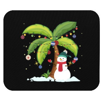 Discover Christmas Palm Tree And Snowman Mouse Pads