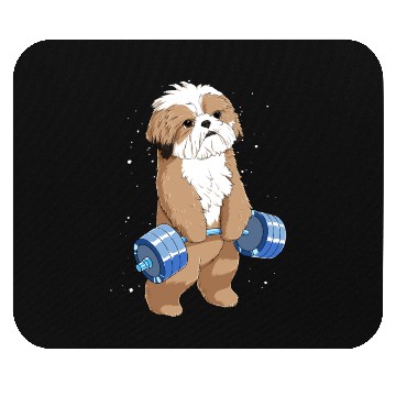 Discover Funny Weight Lifting Fitness Gym Shih Tzu Dog Mouse Pads