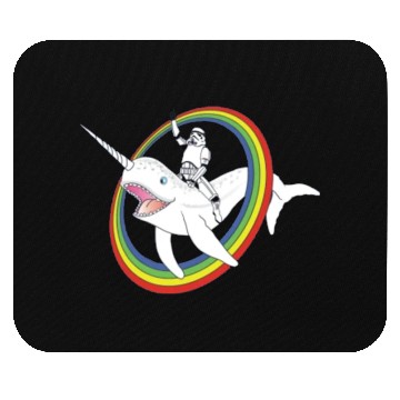 Discover Spaceman riding narwhal through rainbow Mouse Pads