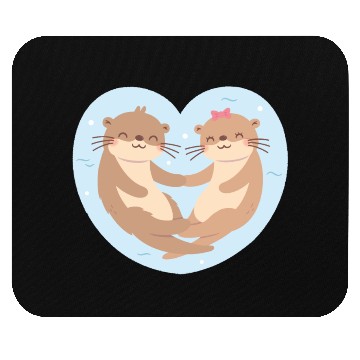 Discover Otter Couple In Love Blue Heart Mouse Pads