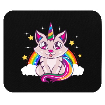 Discover Cute & Funny Unicorn Cat Rainbow Kitty Magical Mouse Pads