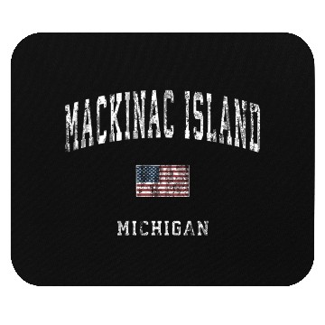 Discover Mackinac Island Michigan MI Vintage American Flag Mouse Pads