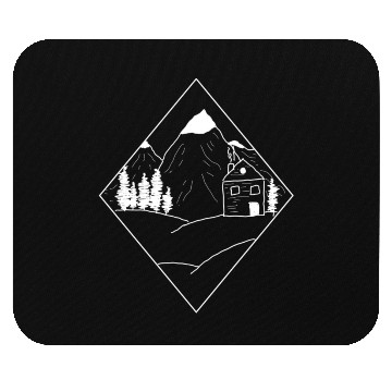 Discover landscape: mountains, cabin and trees, lifestyle Mouse Pads