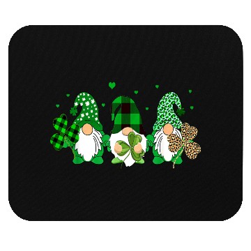 Discover Three Gnomes Holding Shamrock Leopard Plaid Mouse Pads