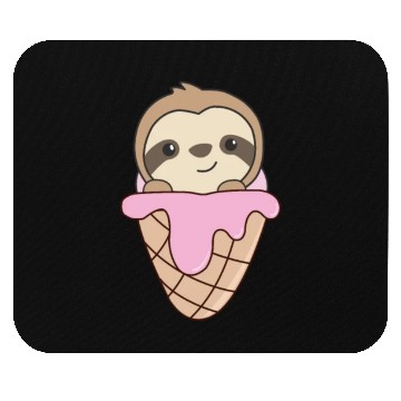 Discover Sloth Pink Ice Cream Waffle Cute Animals For Kids Mouse Pads