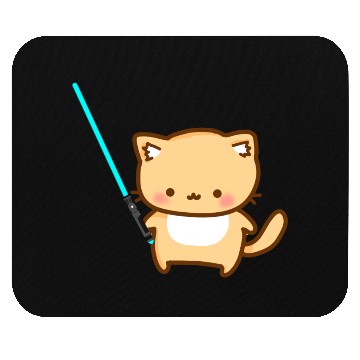 Discover Cute cat with blue lightsaber Mouse Pads