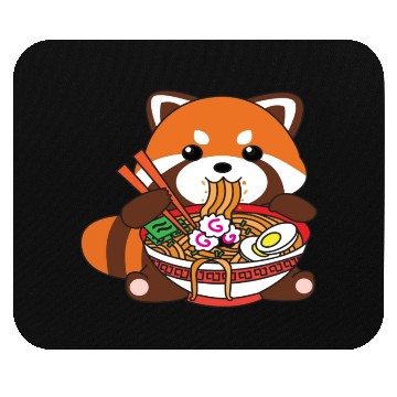 Discover Cute Kawaii Red Panda Eating Ramen Noodles Mouse Pads
