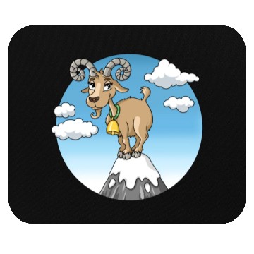 Discover Mountain goat peaks with snow cartoon Mouse Pads