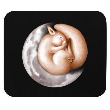 Discover Cute sleeping squirrel on the moon. Mouse Pads