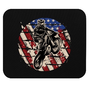 Discover Dirt Bike American Flag Mouse Pads