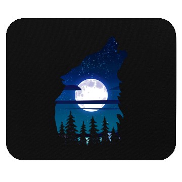 Discover Howling wolf full moon forest howling wild Mouse Pads