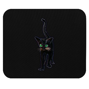 Discover Black cat with green eyes Mouse Pads