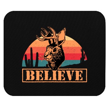 Discover Believe in Jackalope Mythical Animal Jackrabbit Mouse Pads