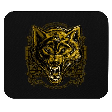 Discover Wild Angry Wolf Tattoo Illustration Mouse Pads