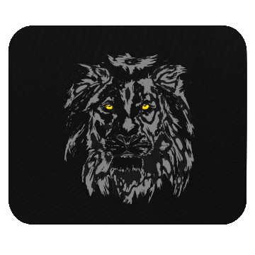 Discover Gray Lion Head | Gray Lion Illustration Mouse Pads