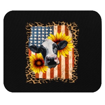 Discover Cow USA with sunflower Mouse Pads