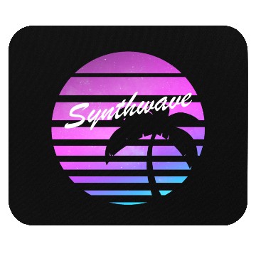 Discover Aesthetic synthwave sunset with palm tree. Mouse Pads