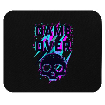 Discover Retro Game Over Purple Lightning Skull Mouse Pads