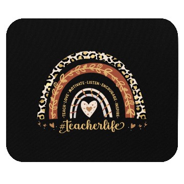 Discover Boho Leopard Rainbow Teacher Life Teach Love Mouse Pads