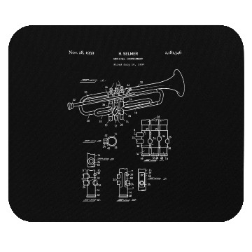 Discover Trumpet Schematic Blueprint Jazz Trumpet Player Mouse Pads